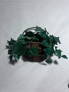 Hanging wall decor basket ivy vine boho farmhouse fake floral living room her
